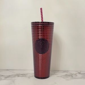 Starbucks merlow burgendy red studded Tumbler